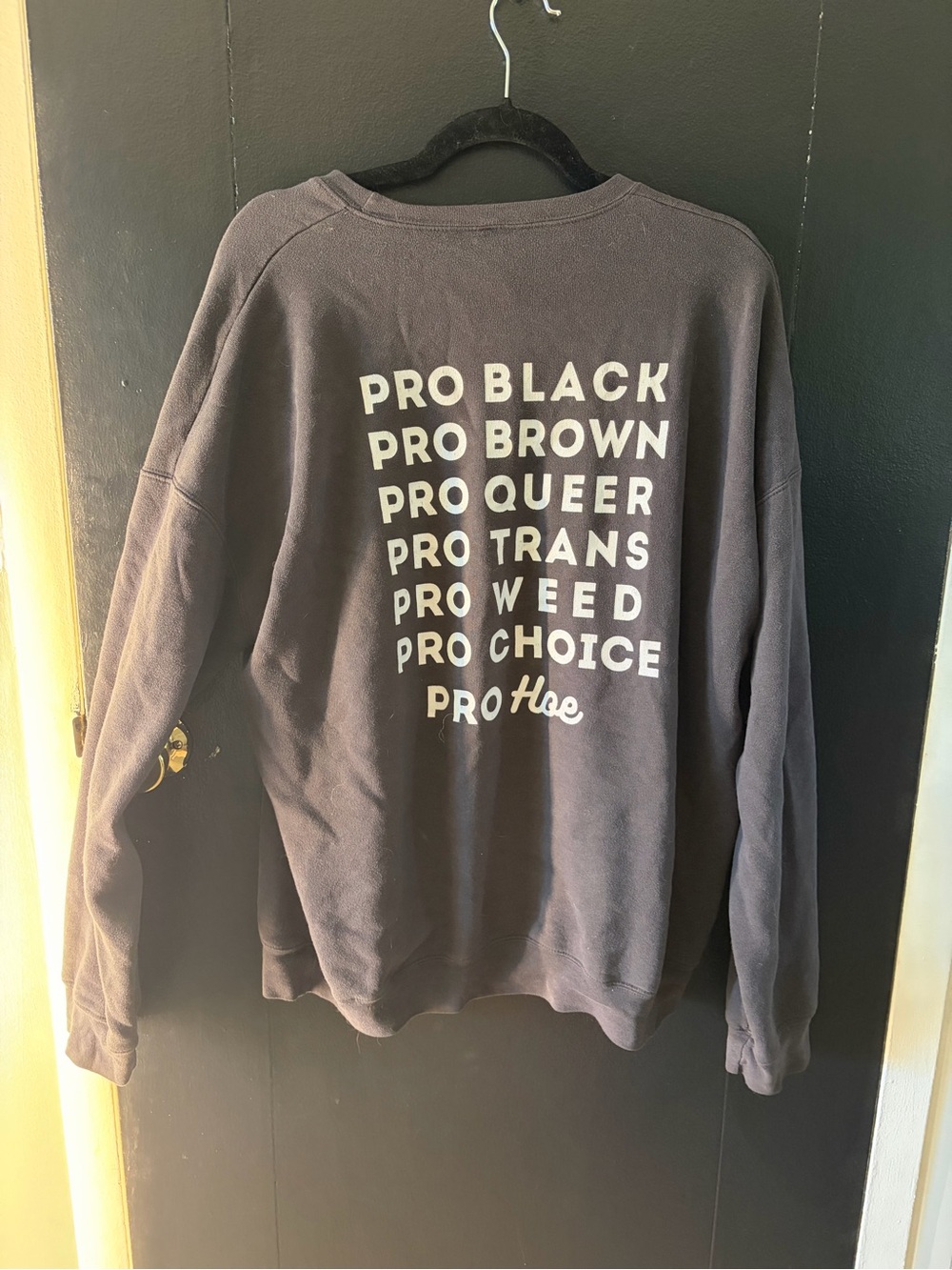Bella Canvas Dark Gray Crewneck Sweatshirt with White Pro-Statement Back Text